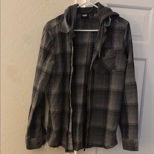 Vans Gray Lightweight Plaid Shirt Skater Jacket